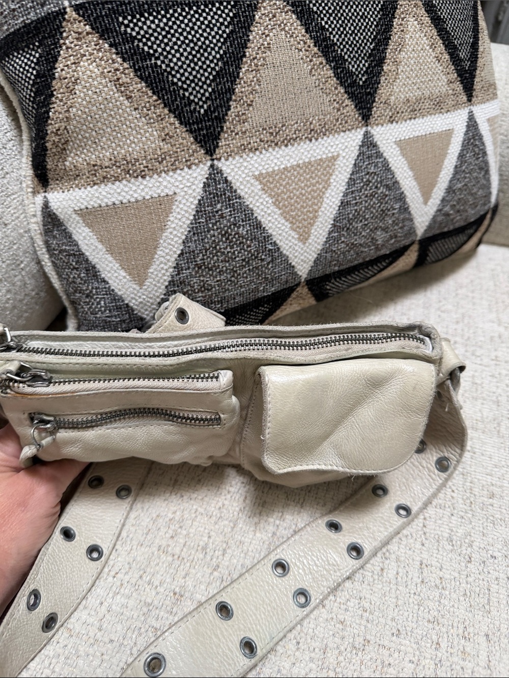 Free People Cream Leather Belt Bag with Grommet Strap - Picture 5 of 5